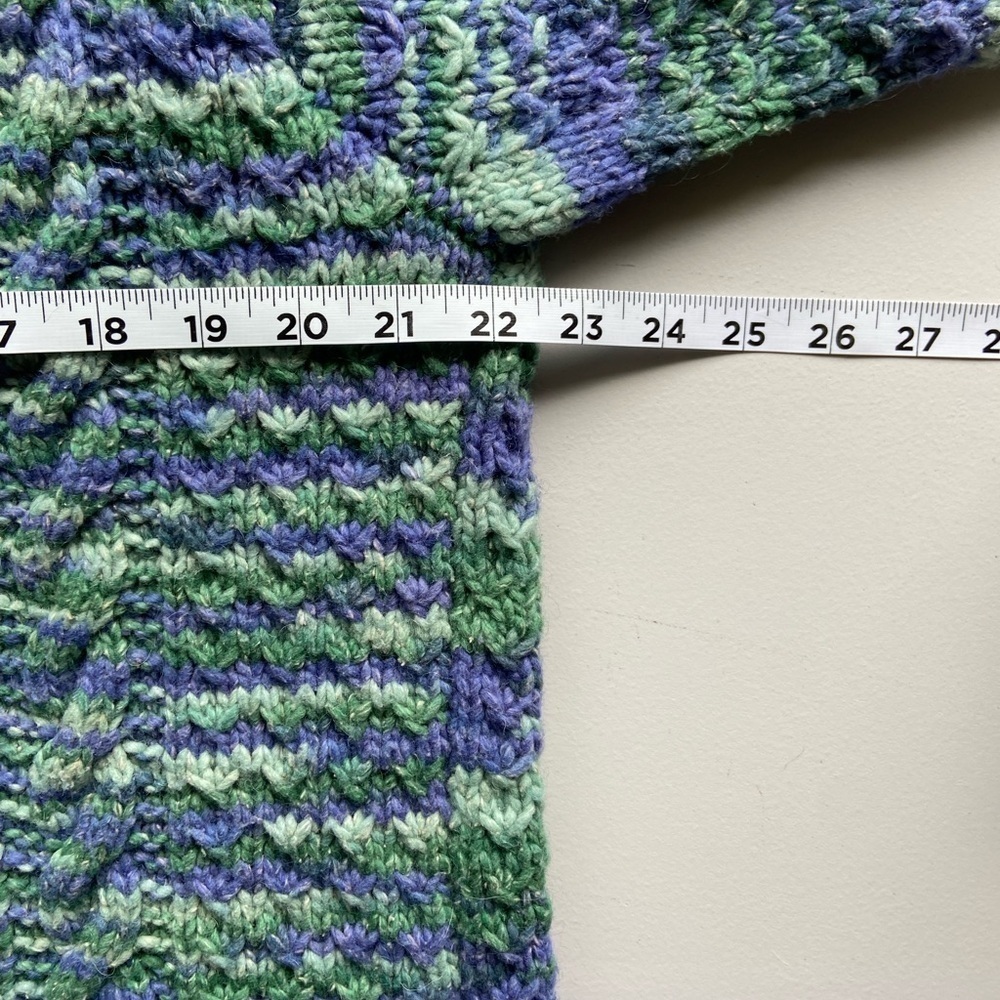 Vintage Hand Knit Cardigan Wool Blend Cable S Large Grandma Chunky Boho Heavy - Picture 5 of 10